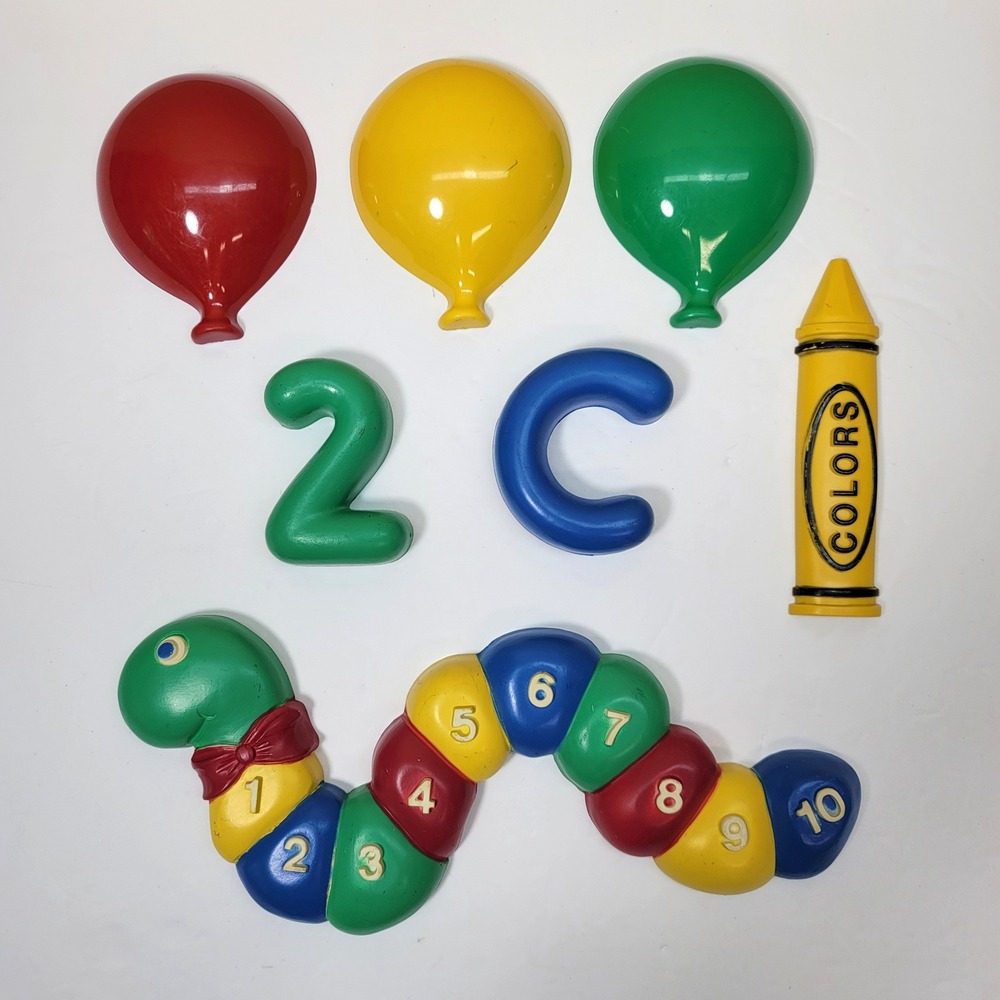 Vtg Homco Primary Colors Nursery Wall Decor Balloons Crayon Caterpillar 7pc Set